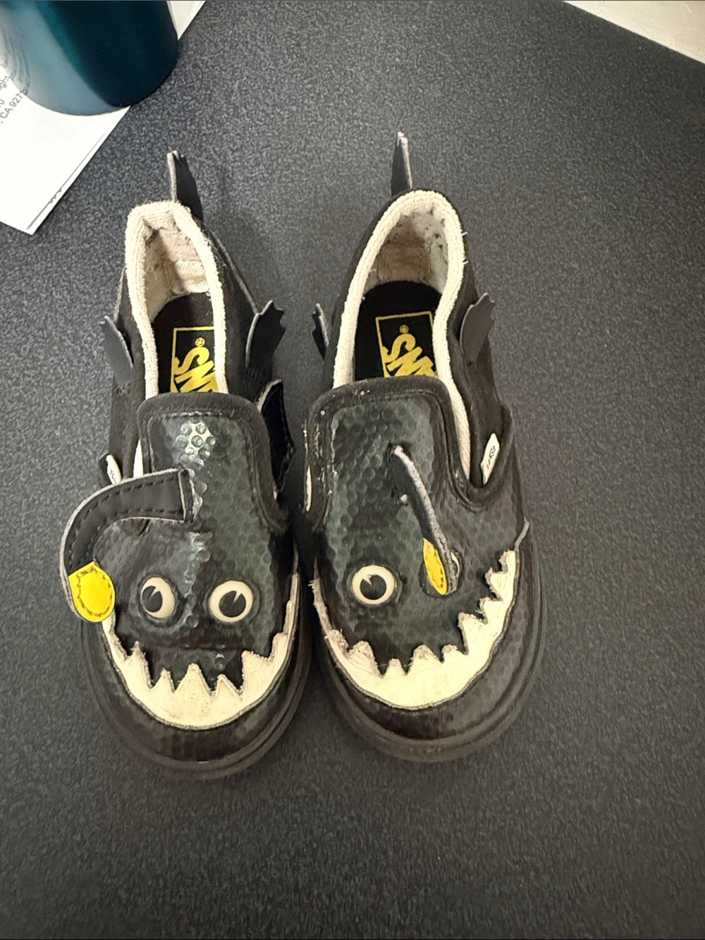 Kids Shark Slip-On Sneakers in Black and White